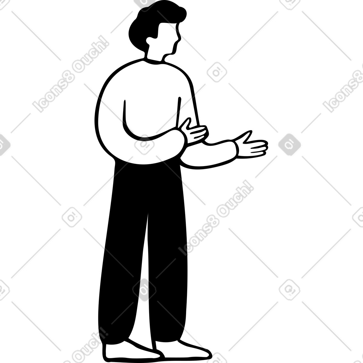 Man with outstretched hands illustration in Journal style download in PNG, SVG