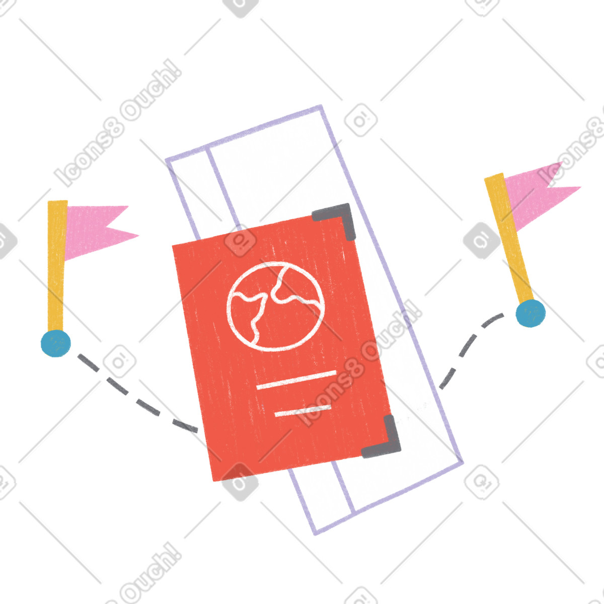 Pass und tickets für die reise-Illustration im Tutti-Stil als Download in PNG, SVG