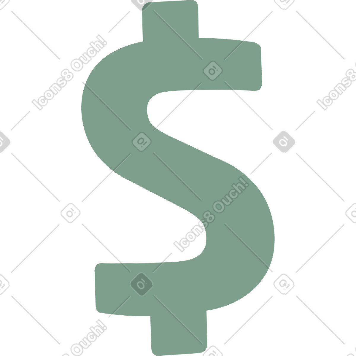 Green dollar sign-Illustration im Marginalia-Stil als Download in PNG, SVG