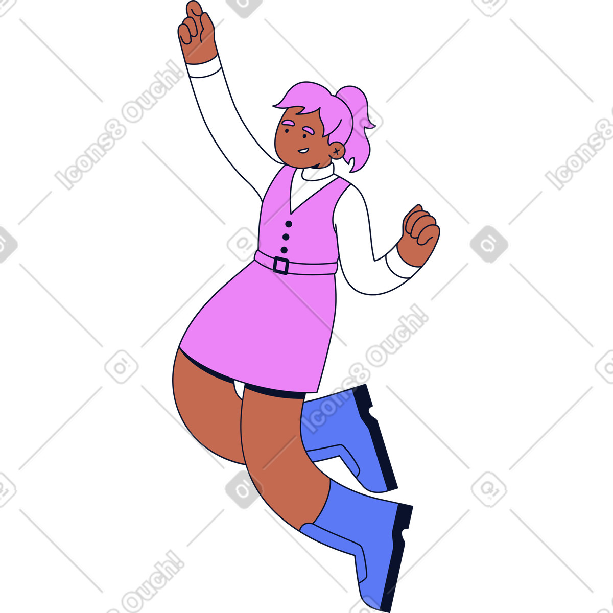 Ilustração de Mulher pulando em no estilo Flexy para baixar em PNG, SVG