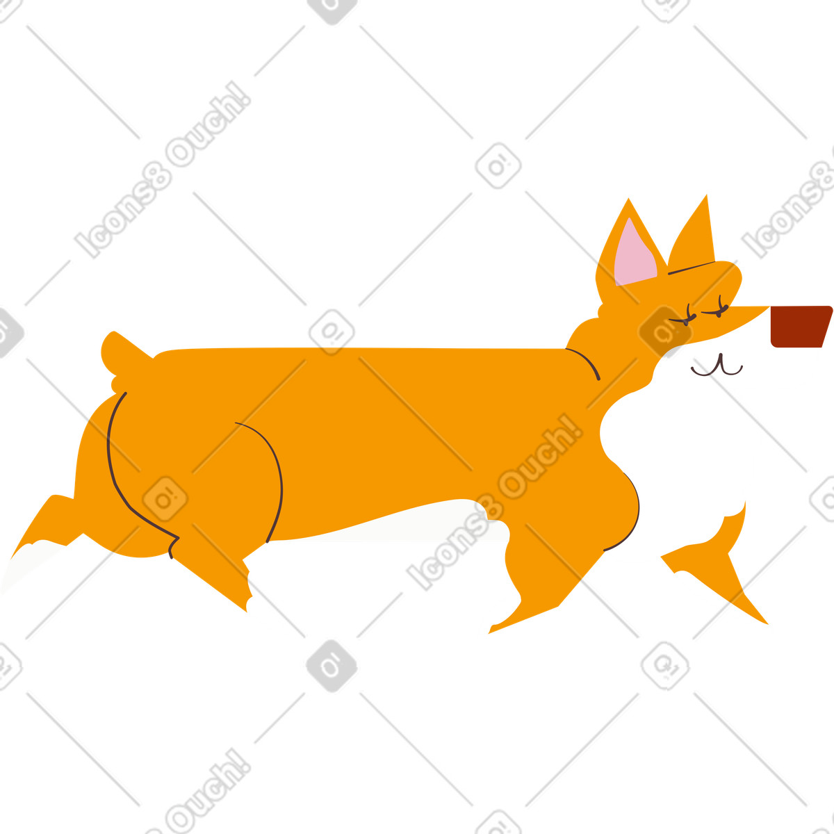 Corgi illustration in Woof style download in PNG, SVG