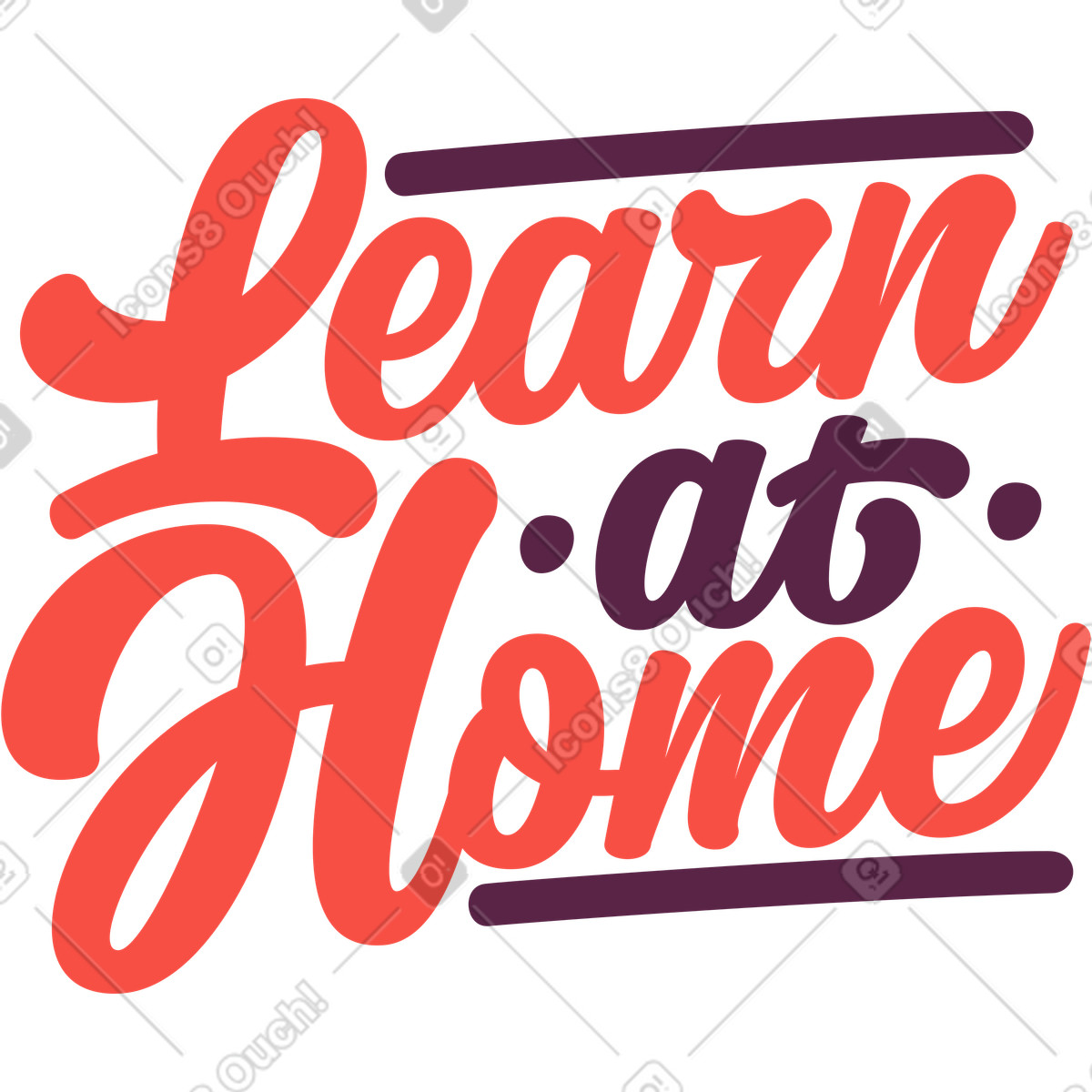 Sammy スタイルの Lettering learn at home のイラストをPNG、SVG形式でダウンロード