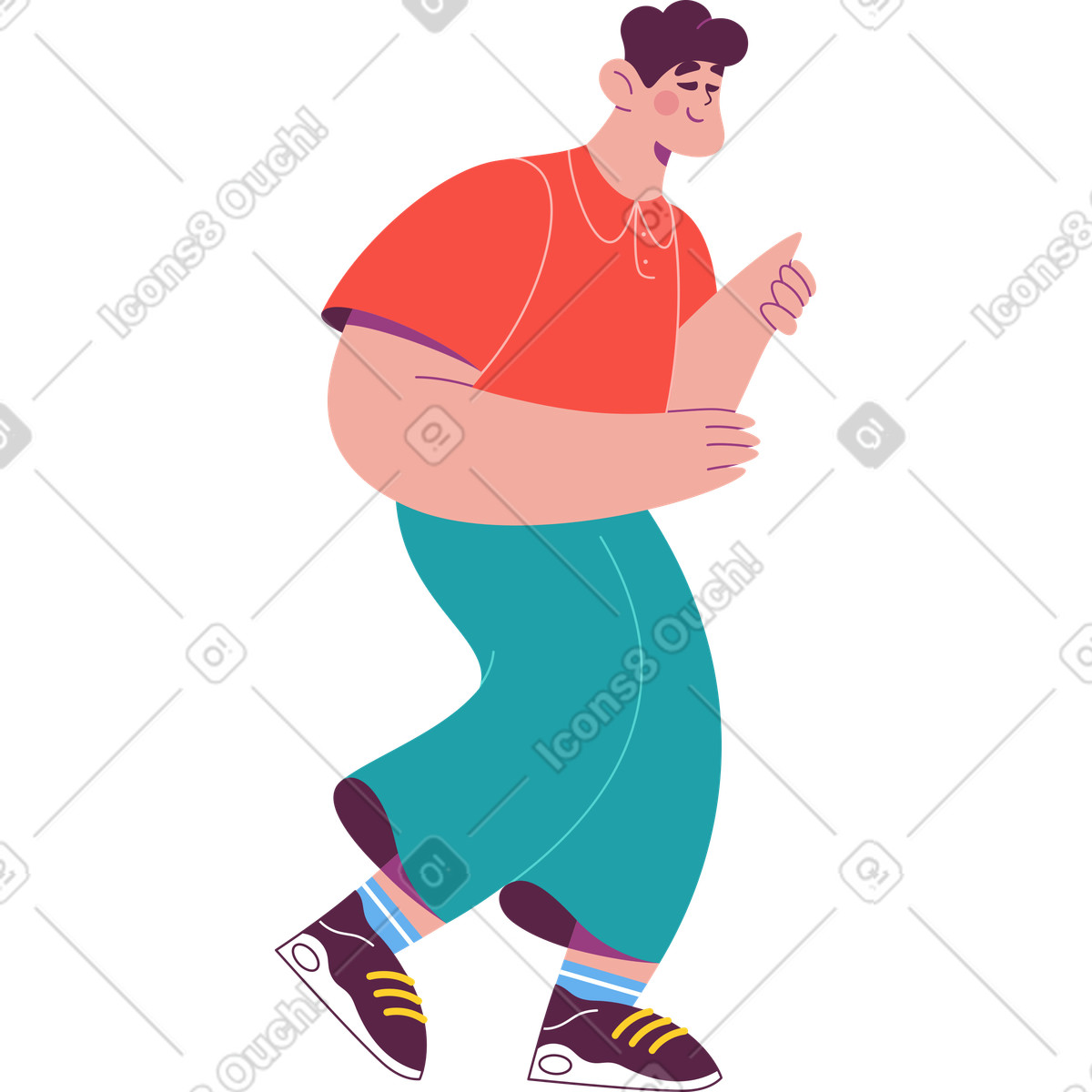 Ilustração de Homem alegre pensativo em no estilo Sammy para baixar em PNG, SVG