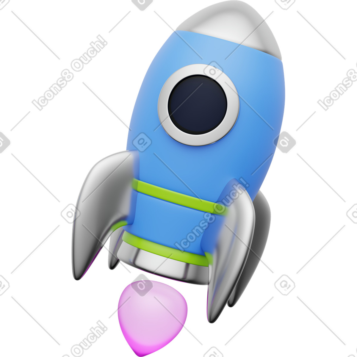 Illustration Rocket launch symbol for startup growth and new product release dans le style 3D Playful à télécharger aux formats PNG, SVG