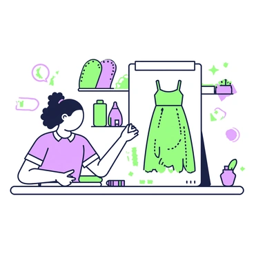 An artist is seated at a large wooden table, focused on creating a bubu gown pattern on a sizable sheet of paper. The artist has curly hair tied back and is wearing a simple shirt. On the table, there are several pencils sharpened and ready for use, scattered around the edges of the paper. The gown pattern is intricately designed with flowing lines and detailed shapes, showcasing the unique style of the bubu gown. In the background, there are shelves filled with fabric swatches and additional drawing tools, creating an organized and inspiring workspace.