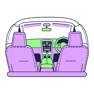 The luxurious interior of a high-end car with leather seats and touchscreens