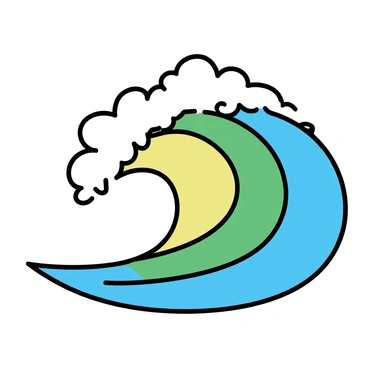 A dynamic ocean wave painted in varying shades of green