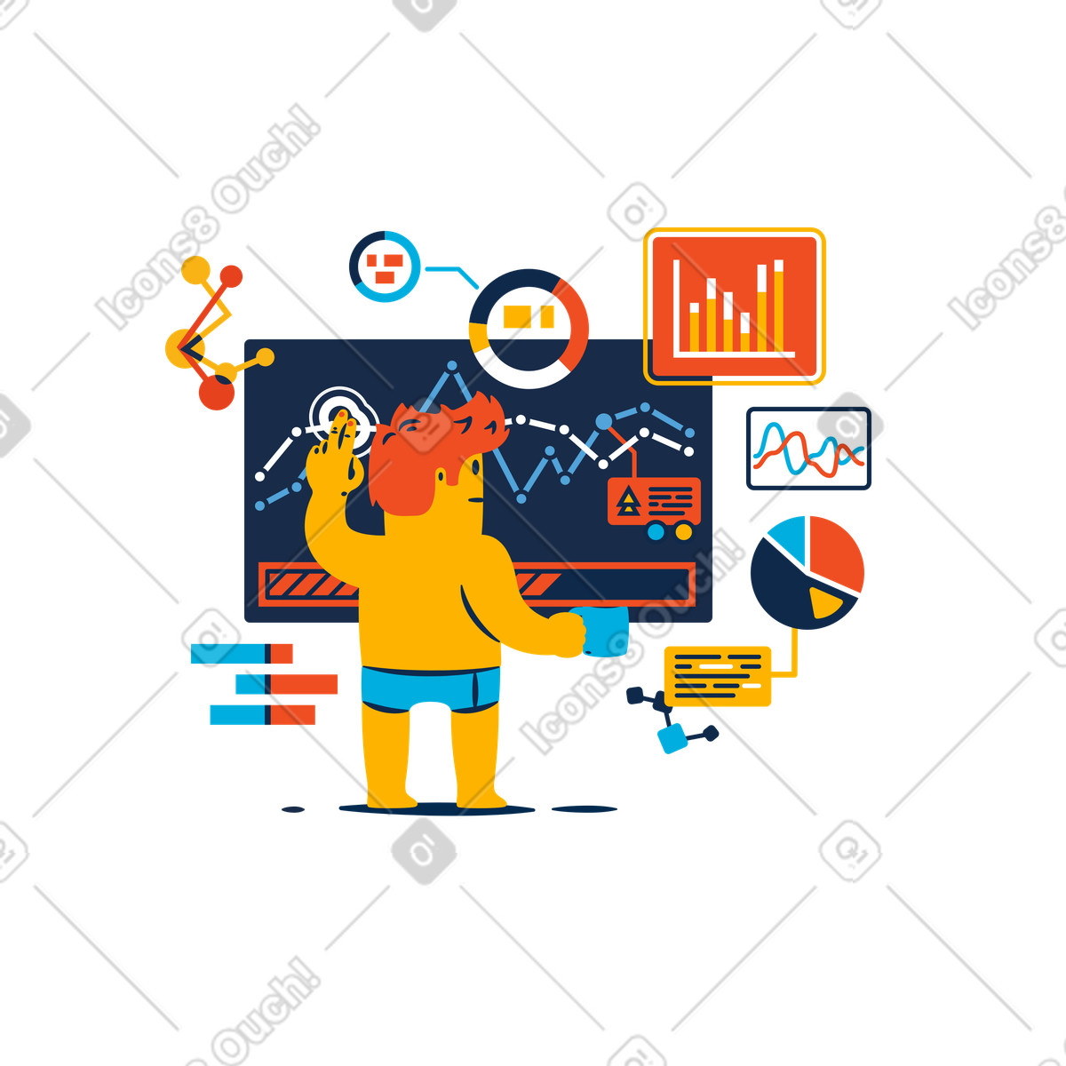 Remote working animated illustration in GIF, Lottie (JSON), AE