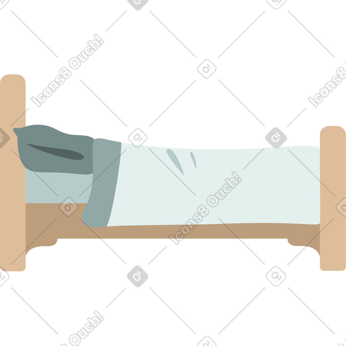 Single bed with pillow and duvet illustration in Lagom style download in PNG, SVG