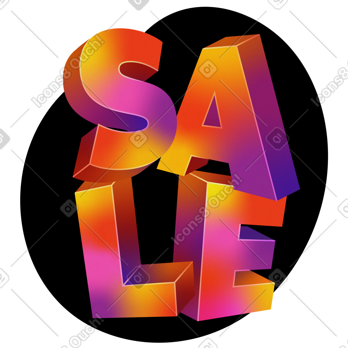 下载 Lettering 风格的 刻字销售渐变文本 插画，支持 PNG、SVG 格式