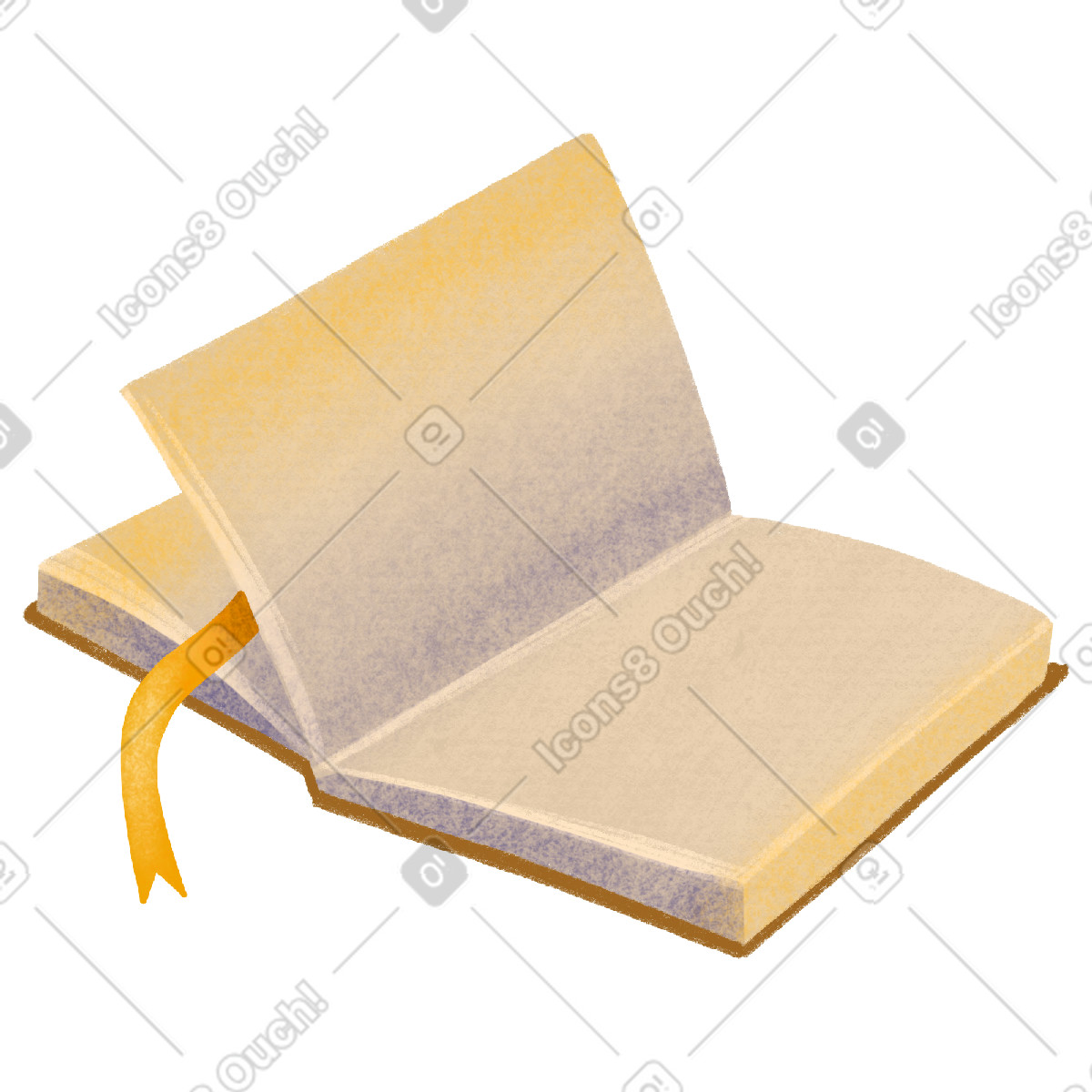 Ilustração de Open book with yellow bookmark em no estilo Gleam para baixar em PNG, SVG
