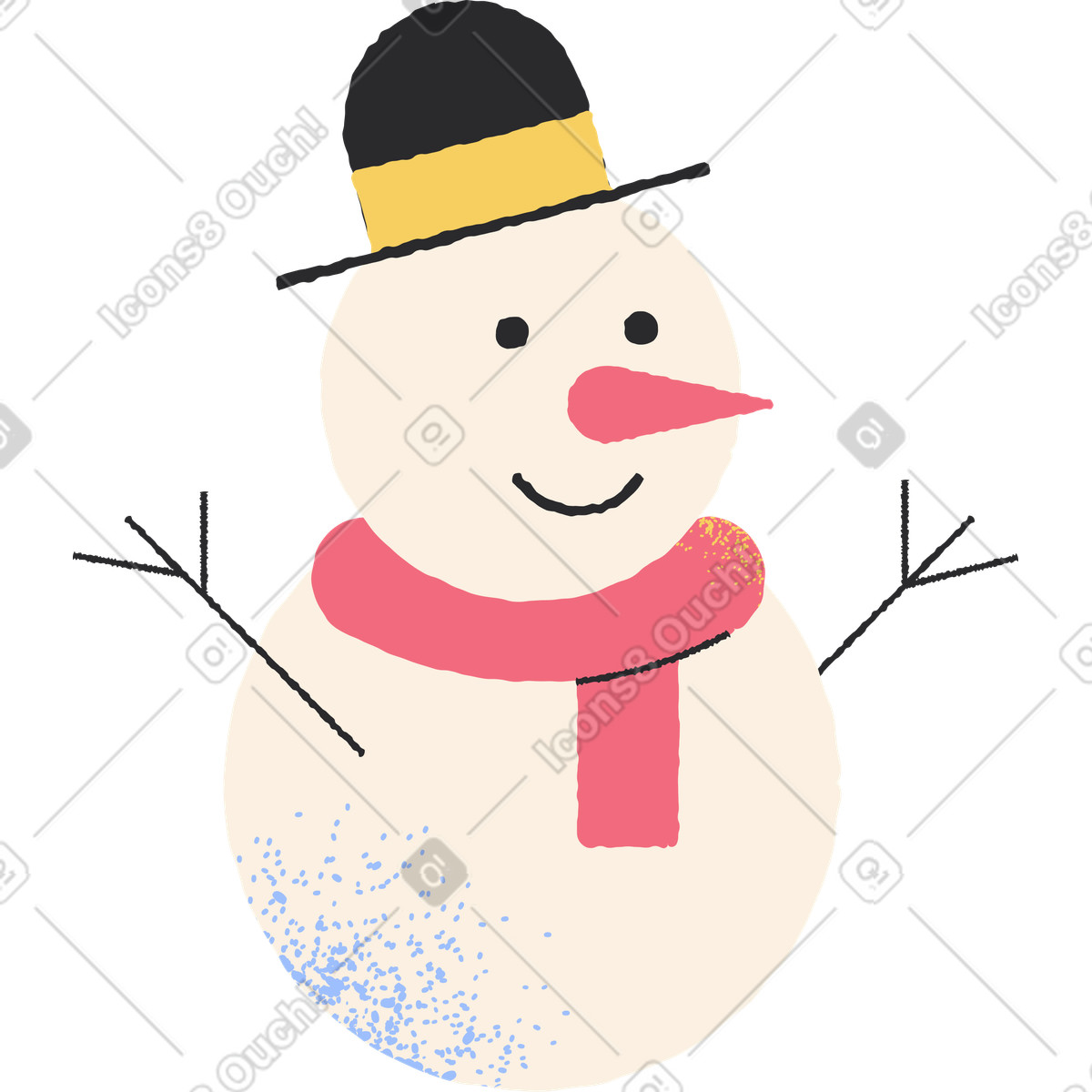 Ilustración Monigote de nieve en estilo Pablo a descargar en PNG y SVG
