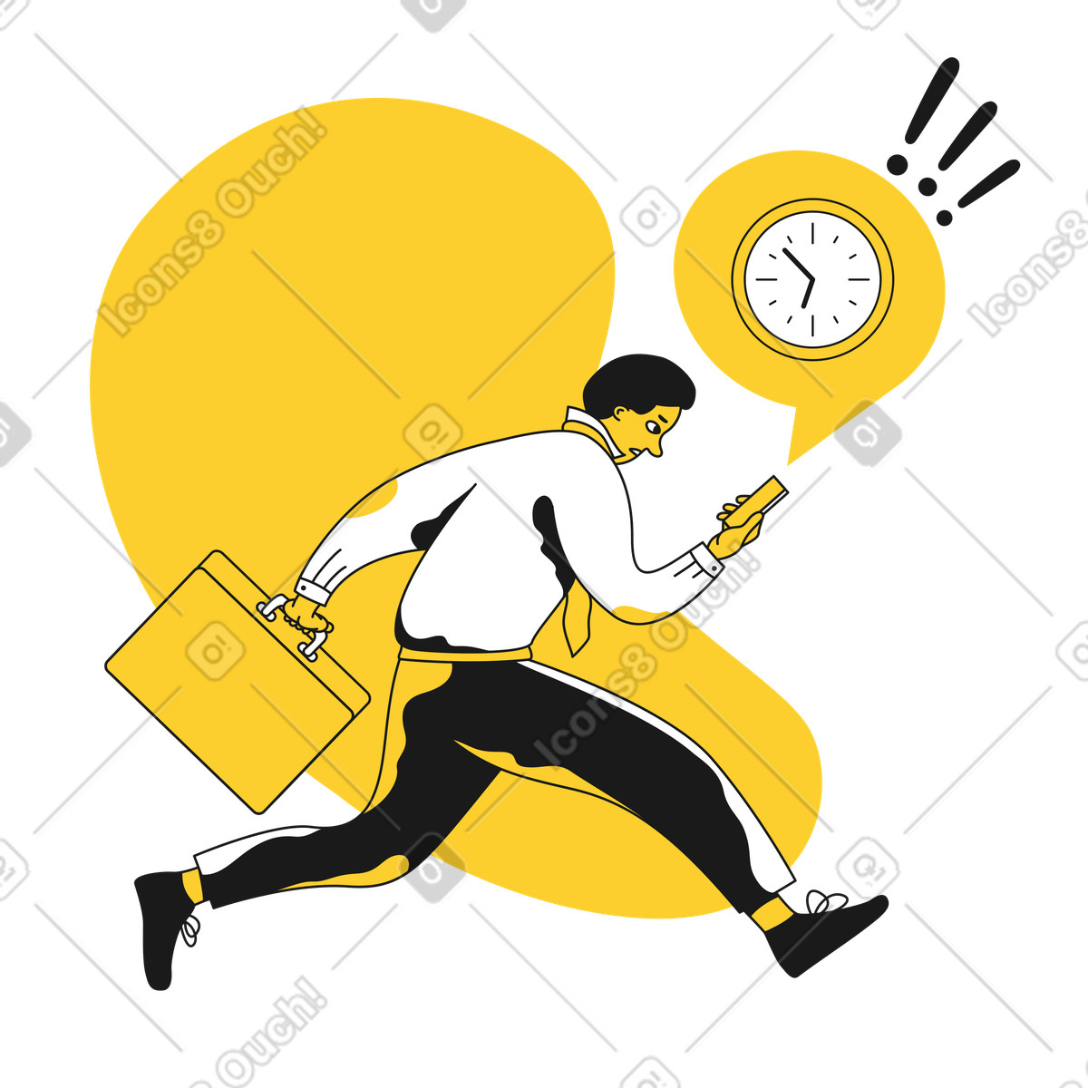 下载 Taxi 风格的 上班迟到的商人 插画，支持 PNG、SVG 格式
