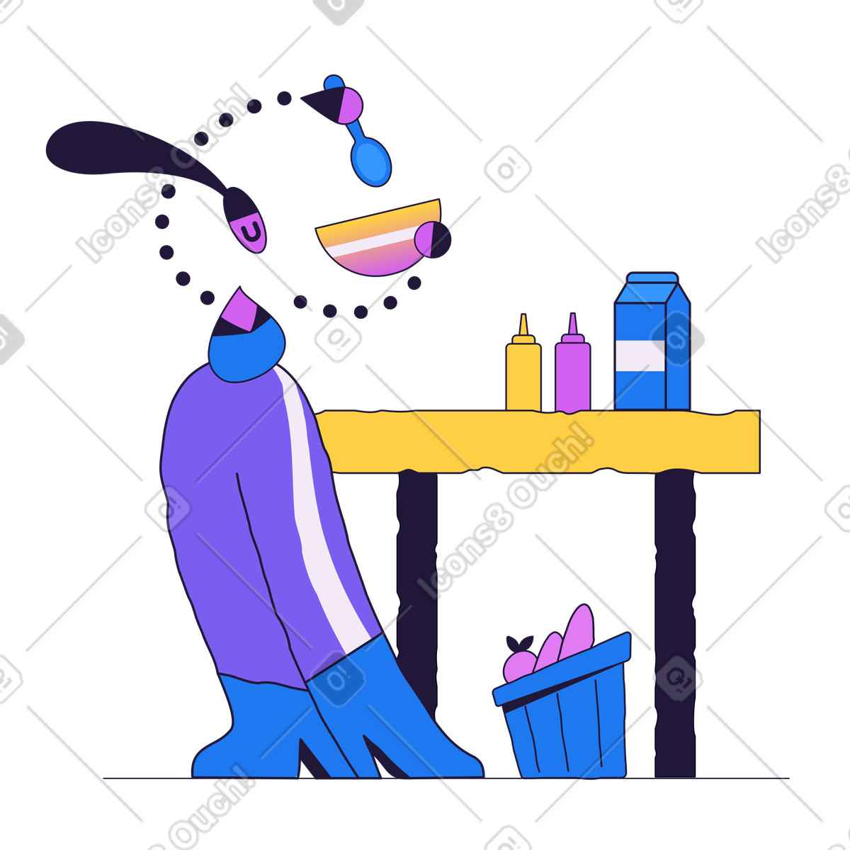 Ilustración Mujer cocinando una comida en estilo Conifer a descargar en PNG y SVG