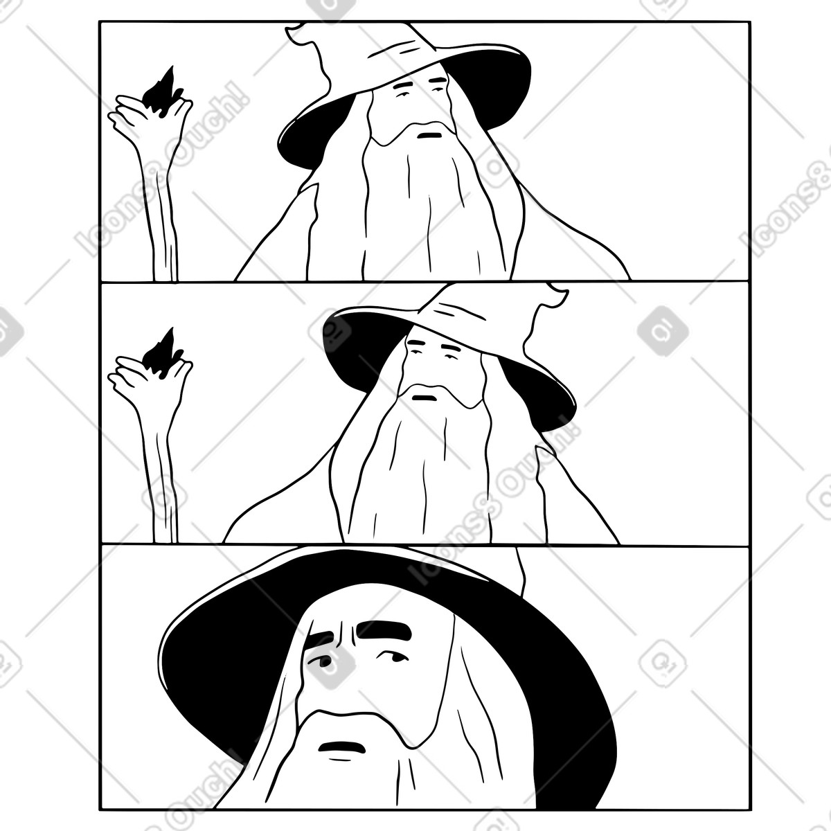 Illustration Assistant gandalf confus avec le personnel dans style Dudes à télécharger aux formats PNG, SVG