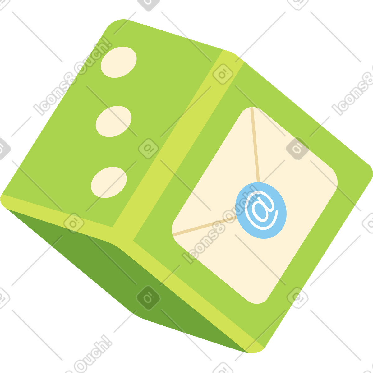 Dice with electronic mailing of letters illustration in PNG, SVG