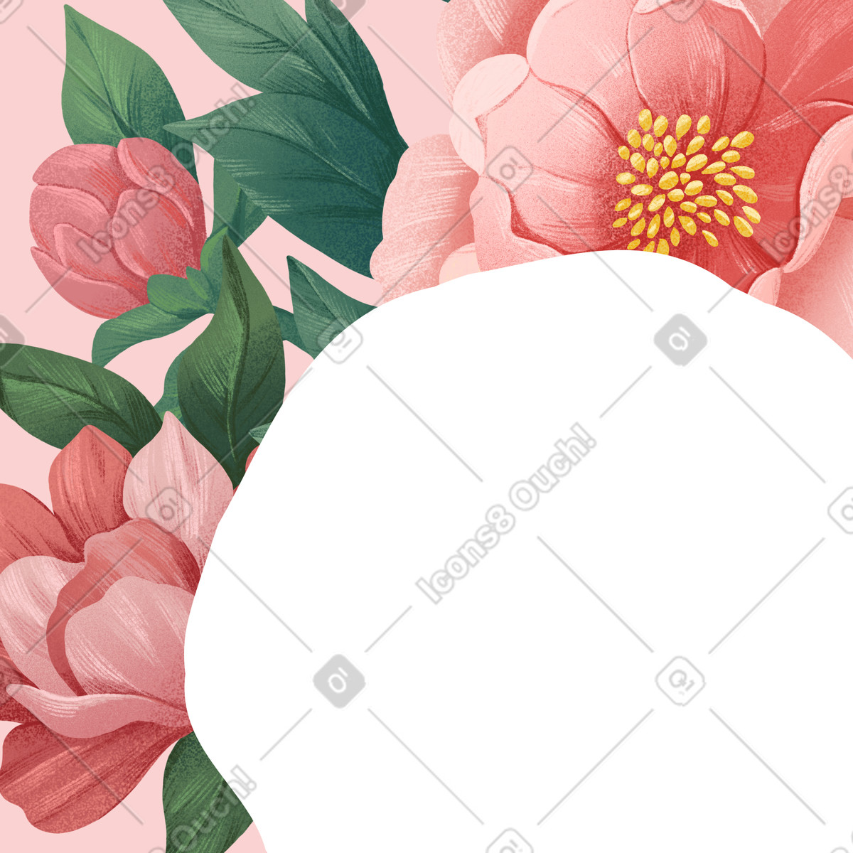 Illustration Fleurs de cynorhodon parmi le feuillage avec espace copie dans style Floral à télécharger aux formats PNG, SVG