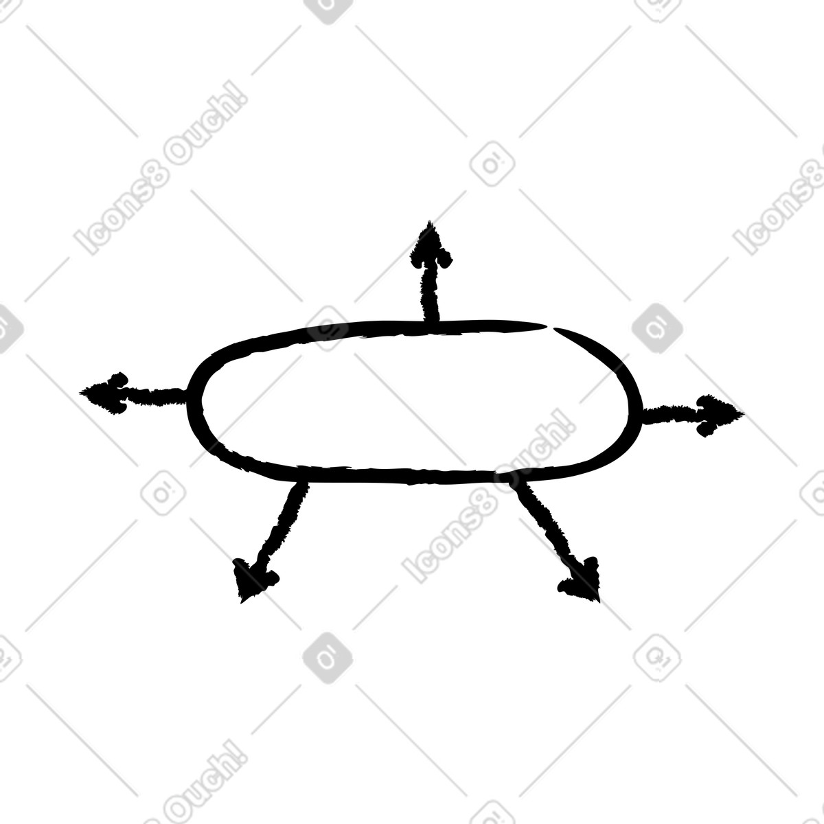 Charcoal round fivearrows illustration in Twirl style download in PNG, SVG