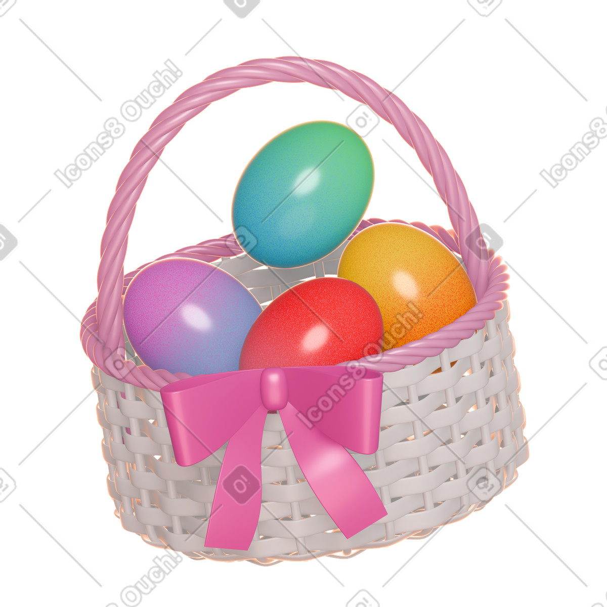 Cestino delle uova di pasqua illustrazione in stile 3D Holidays scarica in PNG, SVG