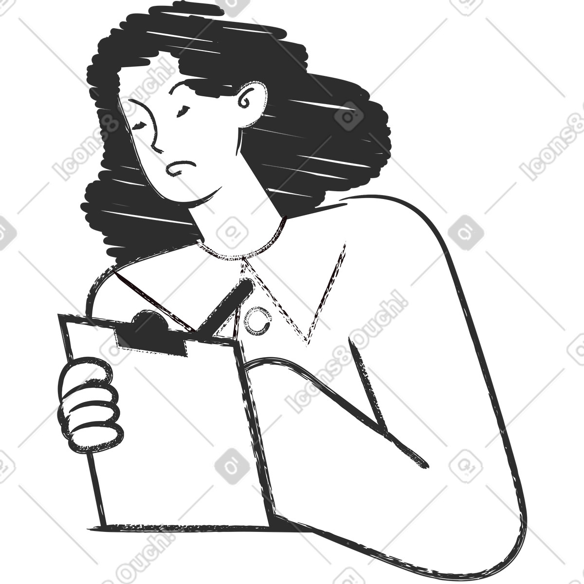 Graphite スタイルの Woman taking notes のイラストをPNG、SVG形式でダウンロード