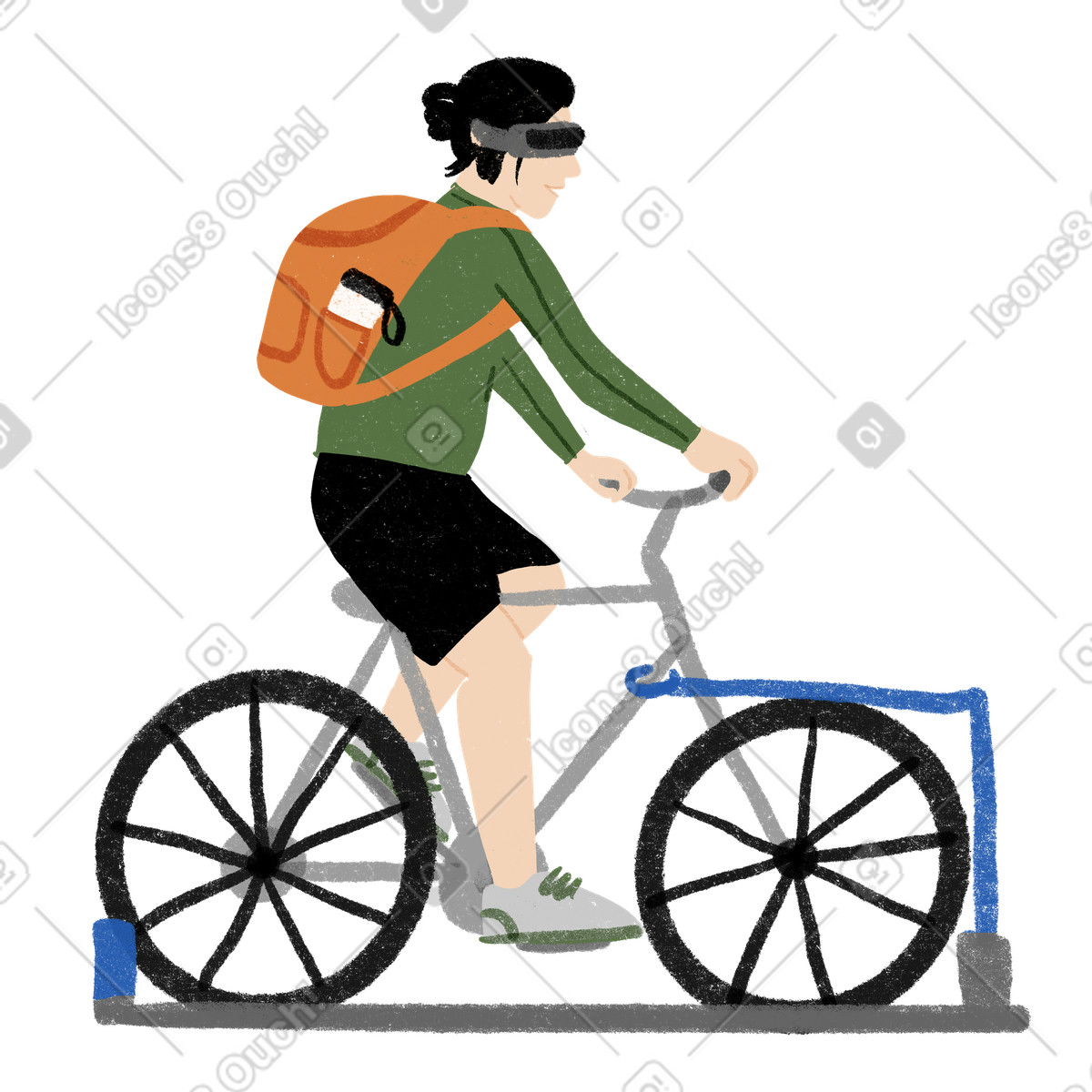 Man riding vr bike illustrazione in stile Public scarica in PNG, SVG