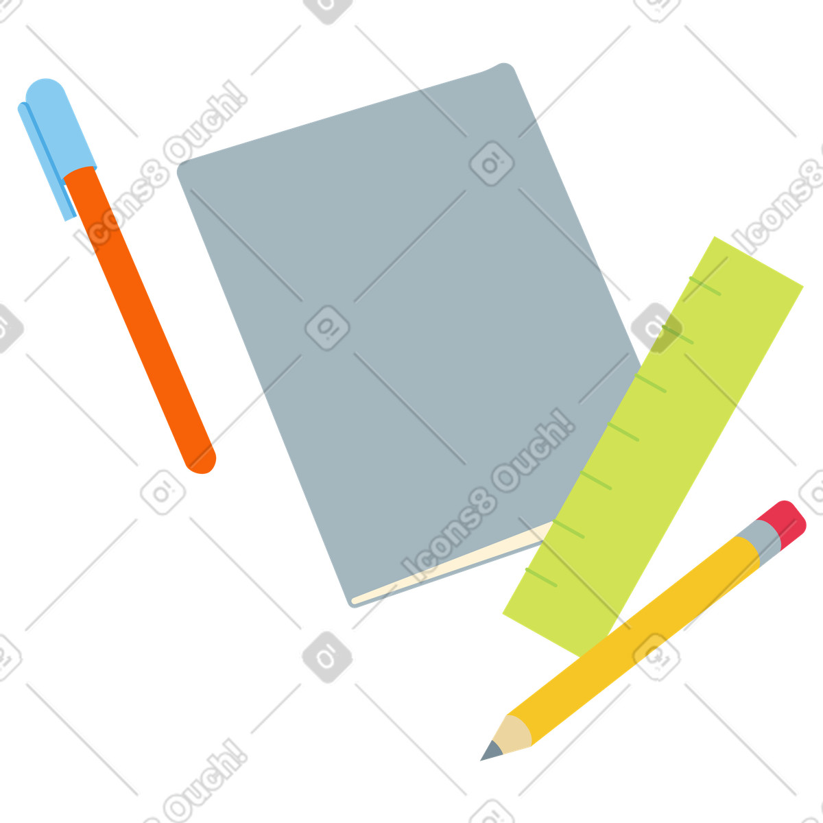 Stationery supplies illustration for study and note taking clipart graphics GIF download