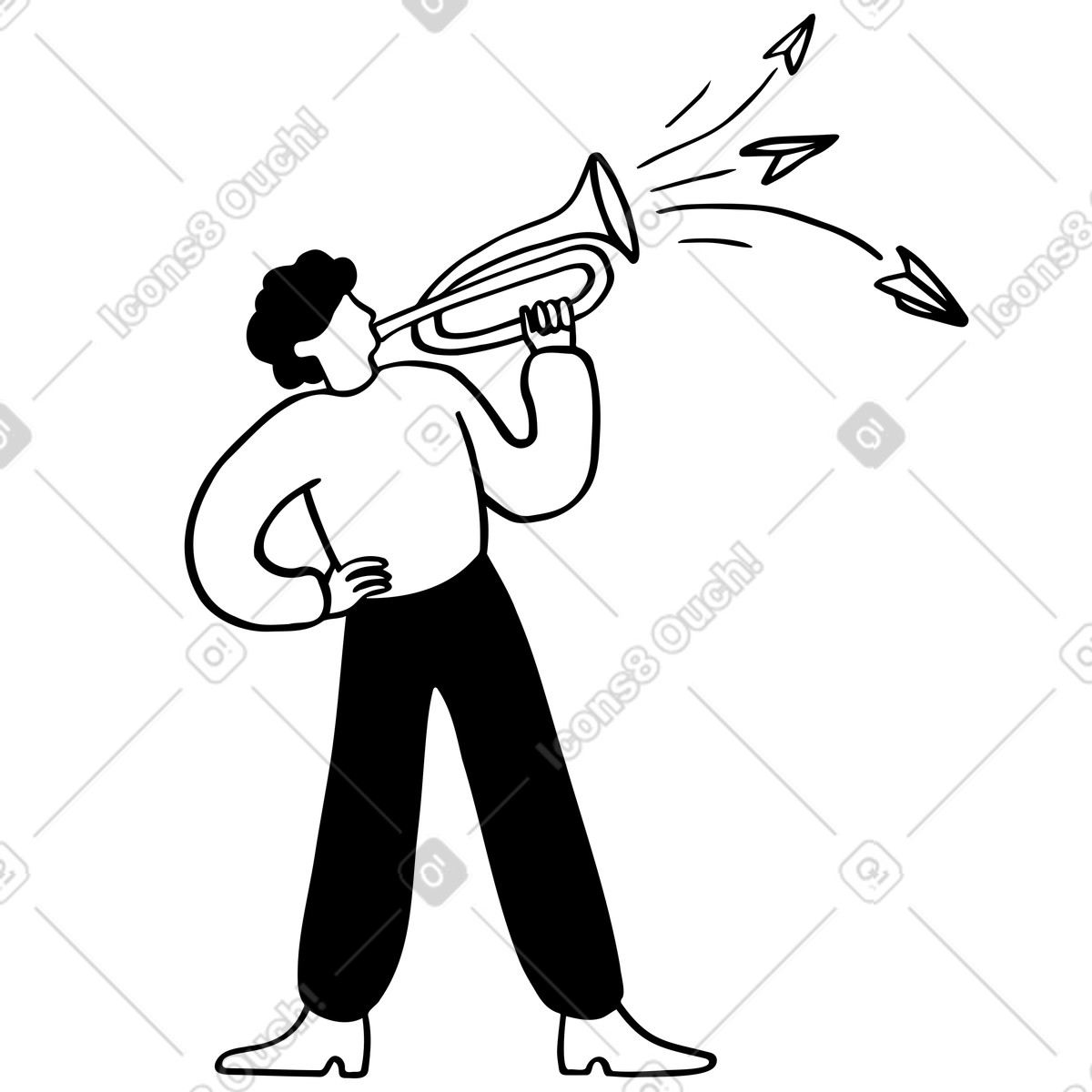 Man distributing paper planes messages illustration in Journal style download in PNG, SVG