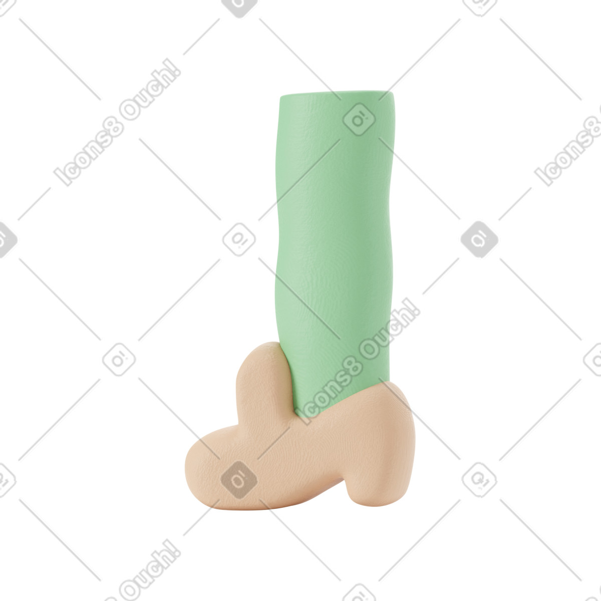Ilustración Pie de pierna verde en zapato beige girado a la izquierda estilo 3D Stripy descargar PNG y SVG