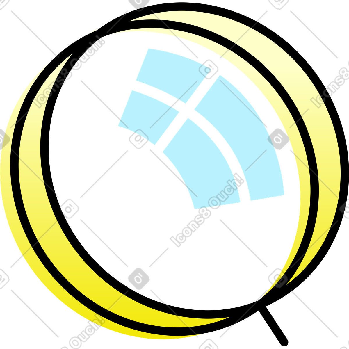 Lente d'ingrandimento con riflesso nel vetro illustrazione in stile Pocus scarica in PNG, SVG