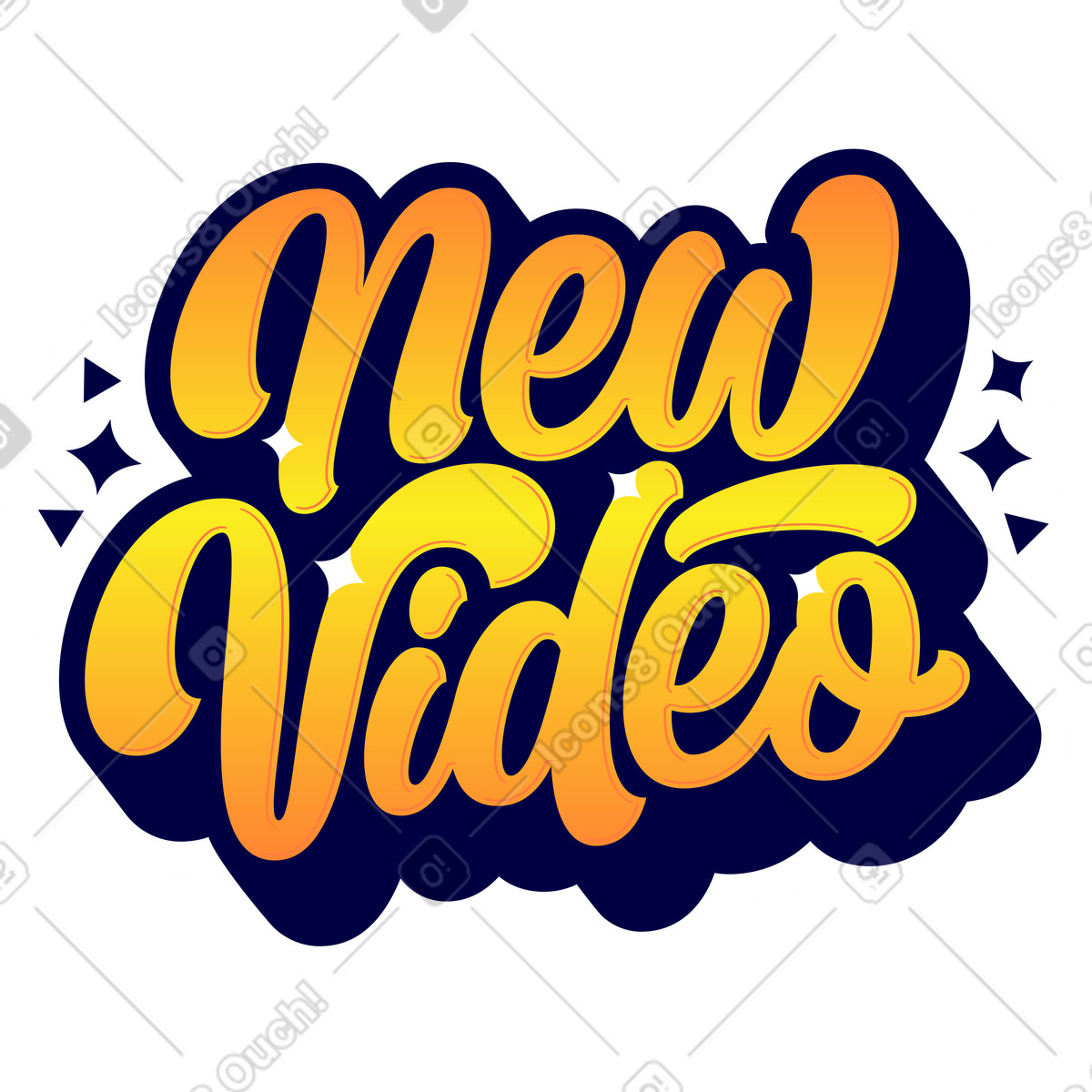Adesivo lettering nuovo testo calligrafico gradiente video illustrazione in stile scarica in PNG, SVG