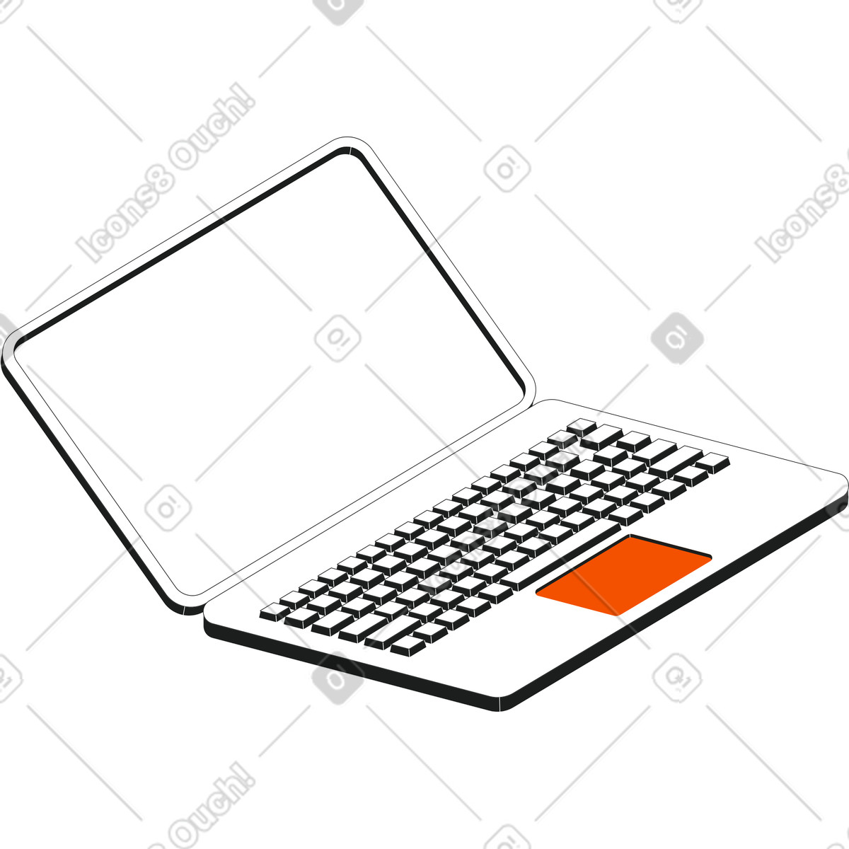 Laptop illustration in Strict style download in PNG, SVG