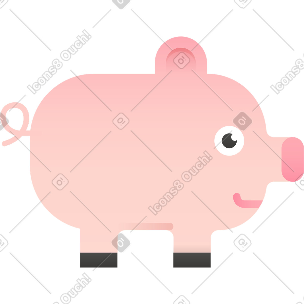 Ilustración Cerdo en estilo Hugo a descargar en PNG y SVG