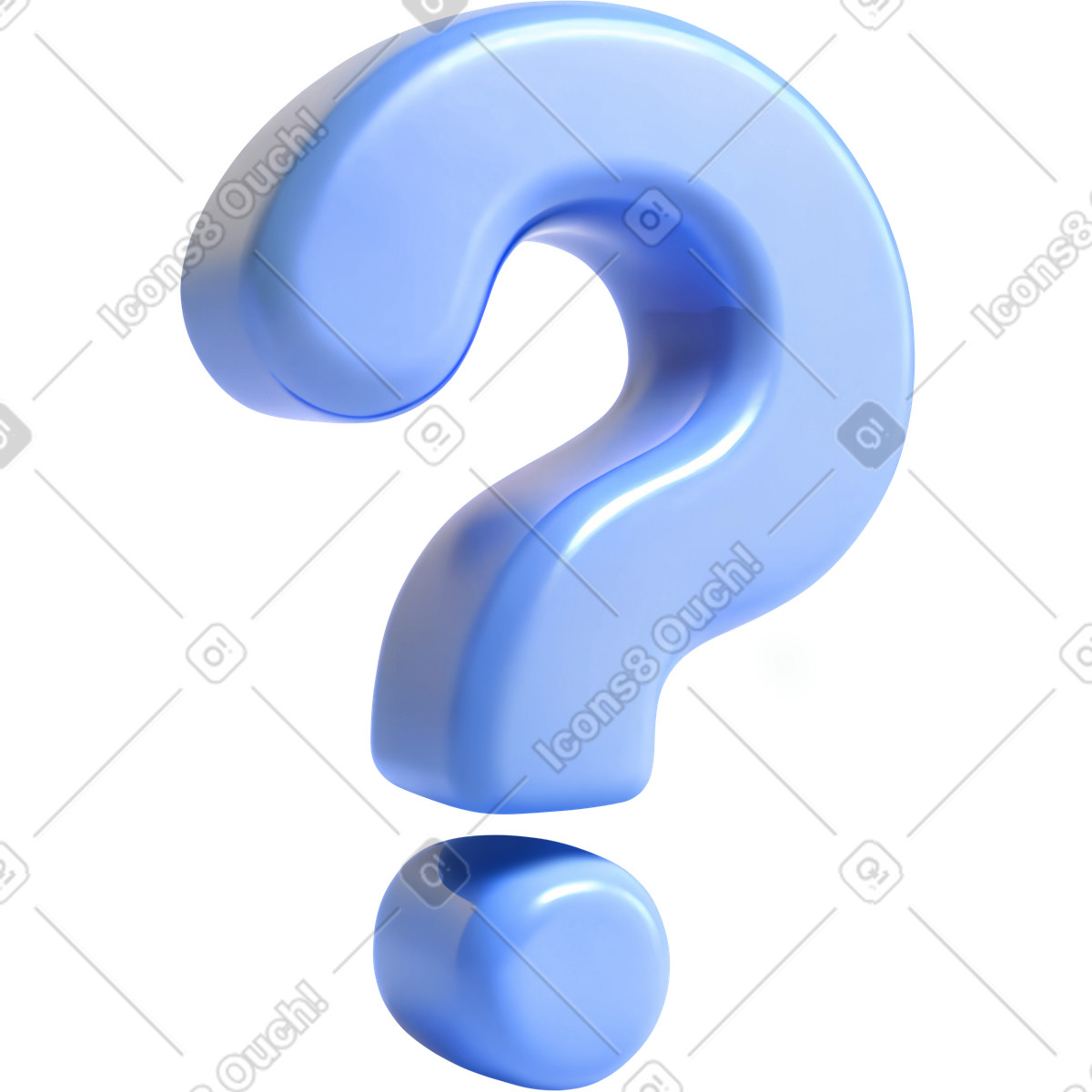 Blaues fragezeichen aus kunststoff-Illustration im 3D Cutie-Stil als Download in PNG, SVG
