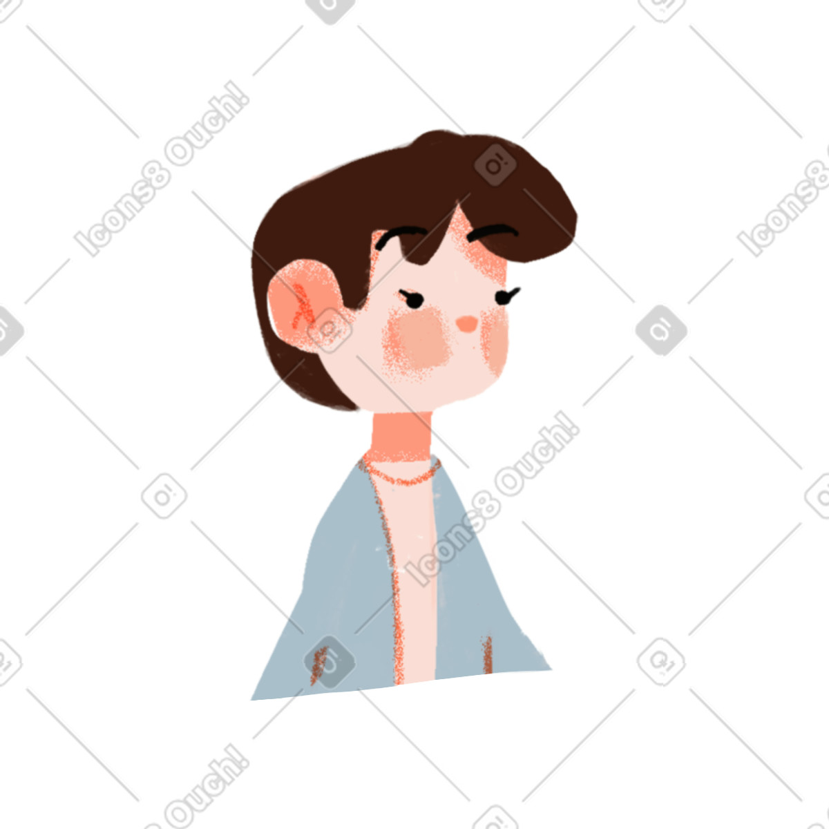 Ikigai スタイルの Just an ordinary asian guy のイラストをPNG、SVG形式でダウンロード