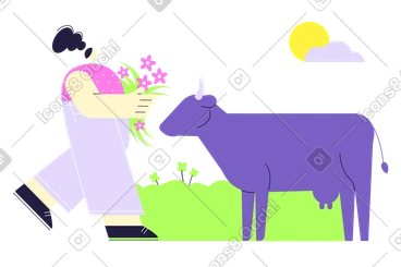 Taking care of the cow PNG, SVG