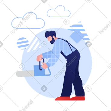 Lumberjack or woodcutter operating a chainsaw PNG, SVG