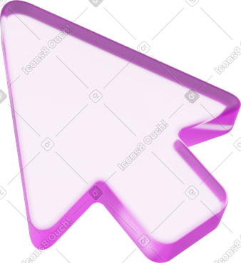 Flèche du curseur, pointeur en verre rose, symbole de navigation PNG, SVG