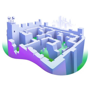 A labyrinth made entirely of towering bone walls, mysterious and silent