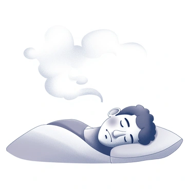 Job lying asleep with ethereal dreams of peace and restoration swirling above him