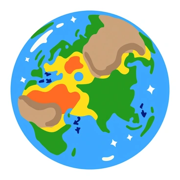 A historical view of ancient Earth depicting a colorful and detailed map of the continents. The image shows tectonic plates outlined in bold colors, illustrating their movements. Arrows indicate the direction of plate movement, emphasizing the process of slab pull. Various geological features such as mountains and ocean ridges are visible, showcasing the impact of tectonic activity. The background features a starry sky to give a sense of the earth's position in the universe.