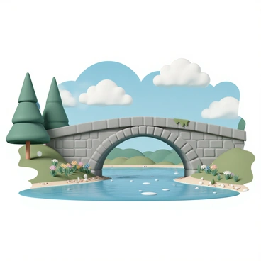 A scenic river with an old stone bridge arching over it