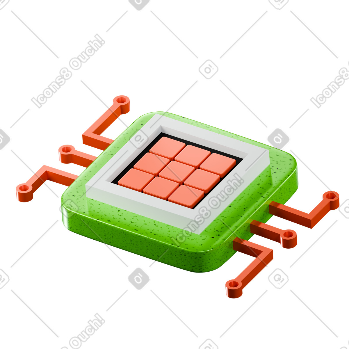 Integrated AI microprocessor unit illustration in 3D Platforms style download in PNG, SVG