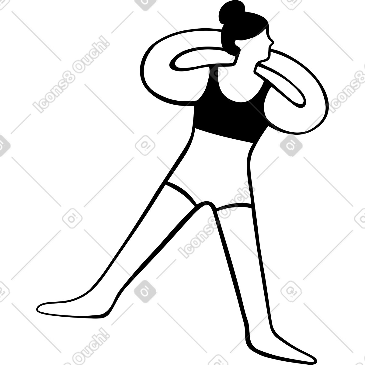 下载 Journal 风格的 穿着泳衣说谎的女人 插画，支持 PNG、SVG 格式