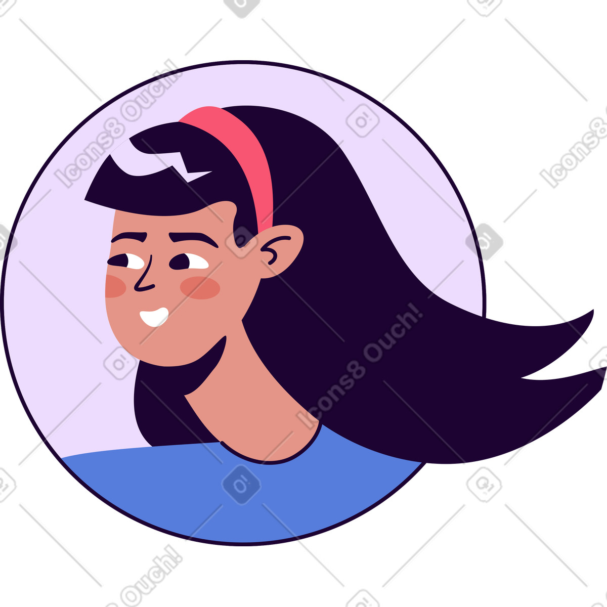 Frauengesicht im kreis-Illustration Martina-Stil als Download in PNG, SVG
