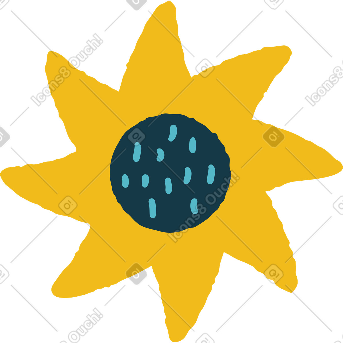 Flamenco スタイルの ひまわり のイラストをPNG、SVG形式でダウンロード
