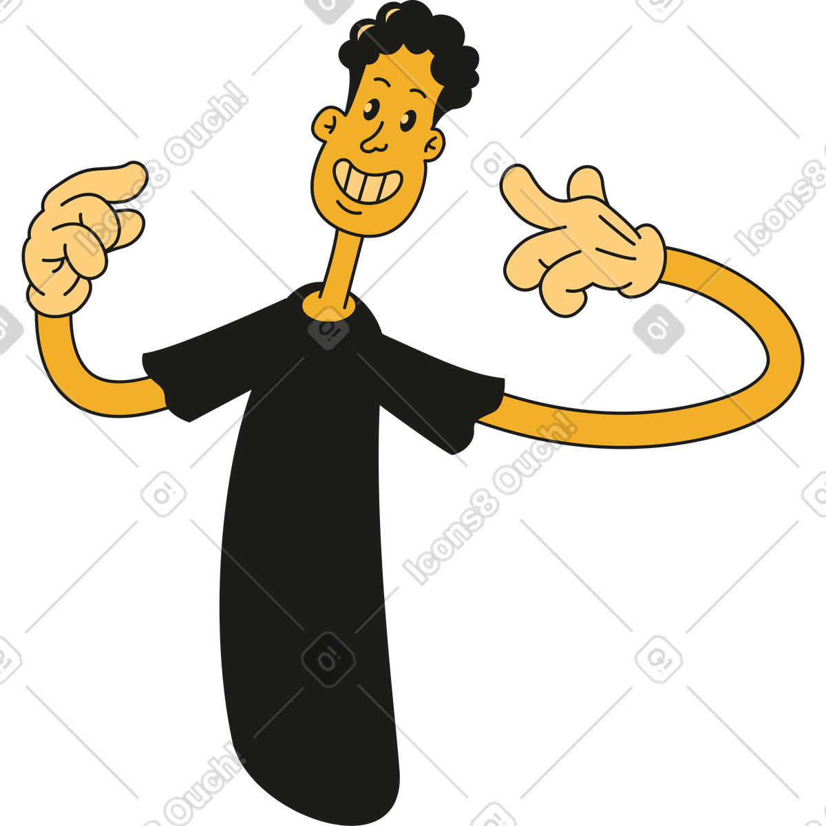 Rubber スタイルの Man showing something のイラストをPNG、SVG形式でダウンロード