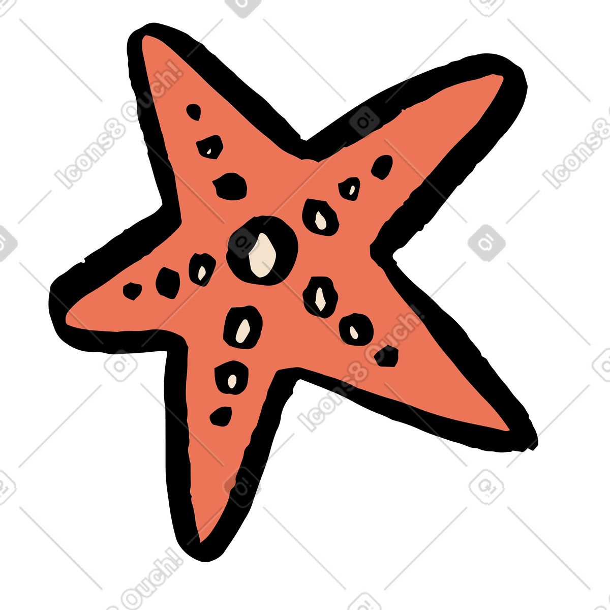 Seestern-Illustration im Scandi-Stil als Download in PNG, SVG