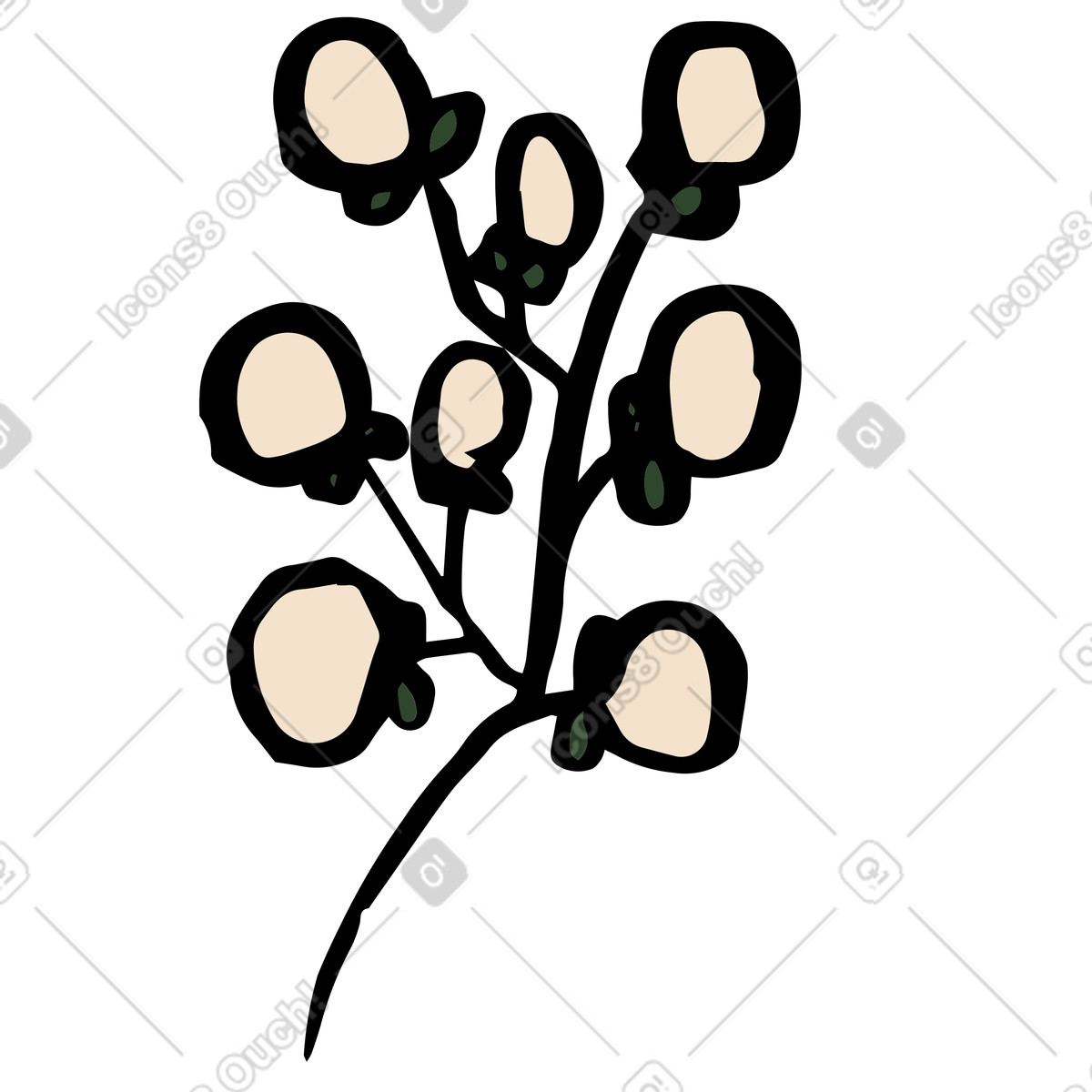 下载 Scandi 风格的 Blooming cotton plant 插画，支持 PNG、SVG 格式