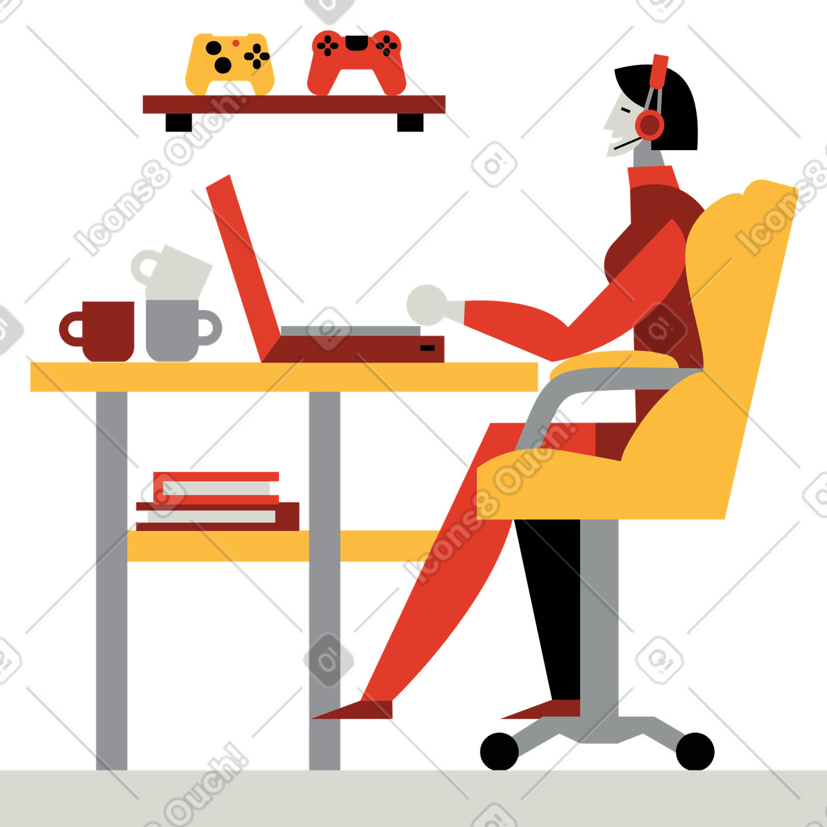 Ilustração de Transmitir e jogar videogames em no estilo Burgundy para baixar em PNG, SVG