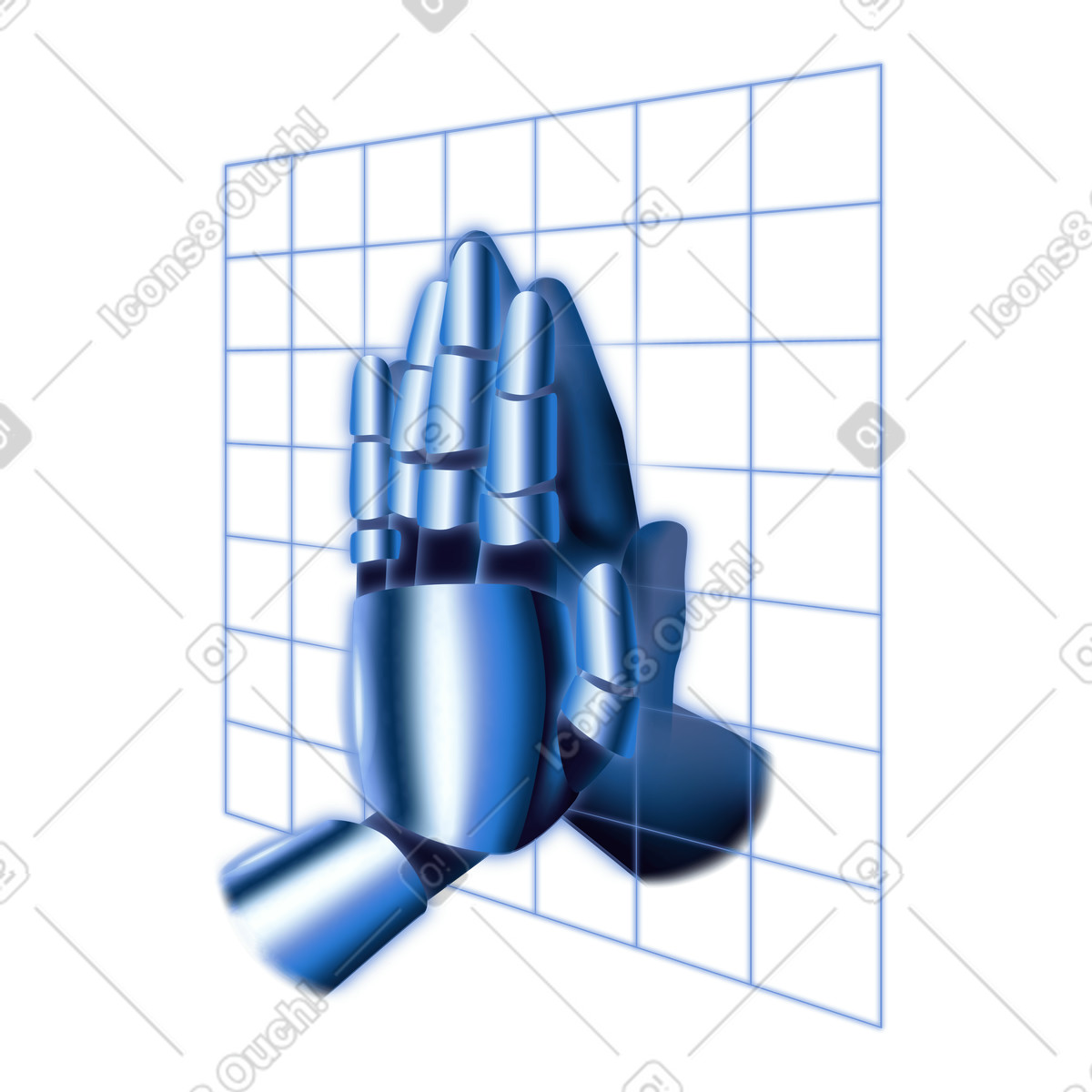 Robot and human hand touching through virtual panel, Artificial intelligence touchpoint, Digital transformation innovation illustration in Dimension style download in PNG, SVG